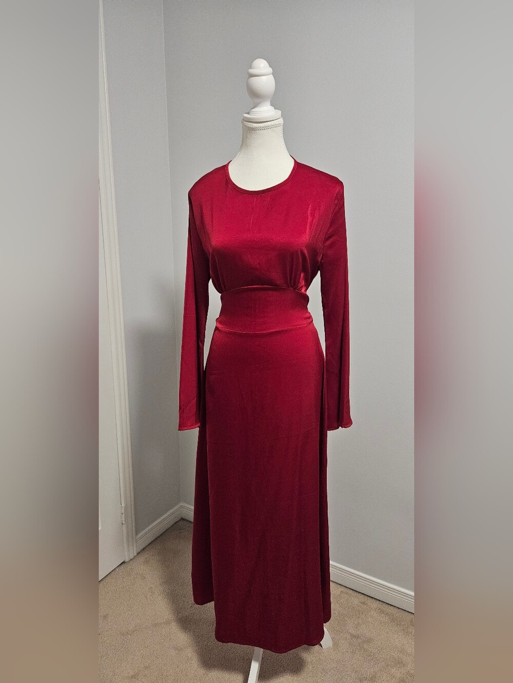 SHEIN Red Long-Sleeve Maxi Dress